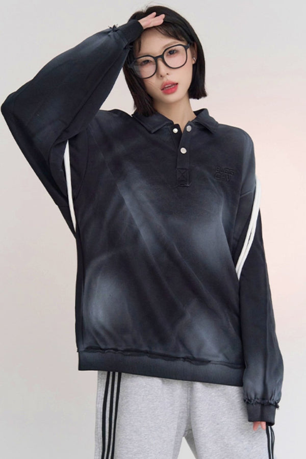 スプレーペイントプリントポロネックスウェット