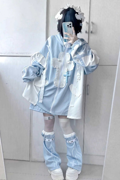 [Angel area👼] Loose Frill Stand-Up Collar Jacket