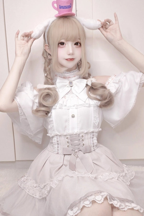 Sweet Lace Bow Off-Shoulder Shirt