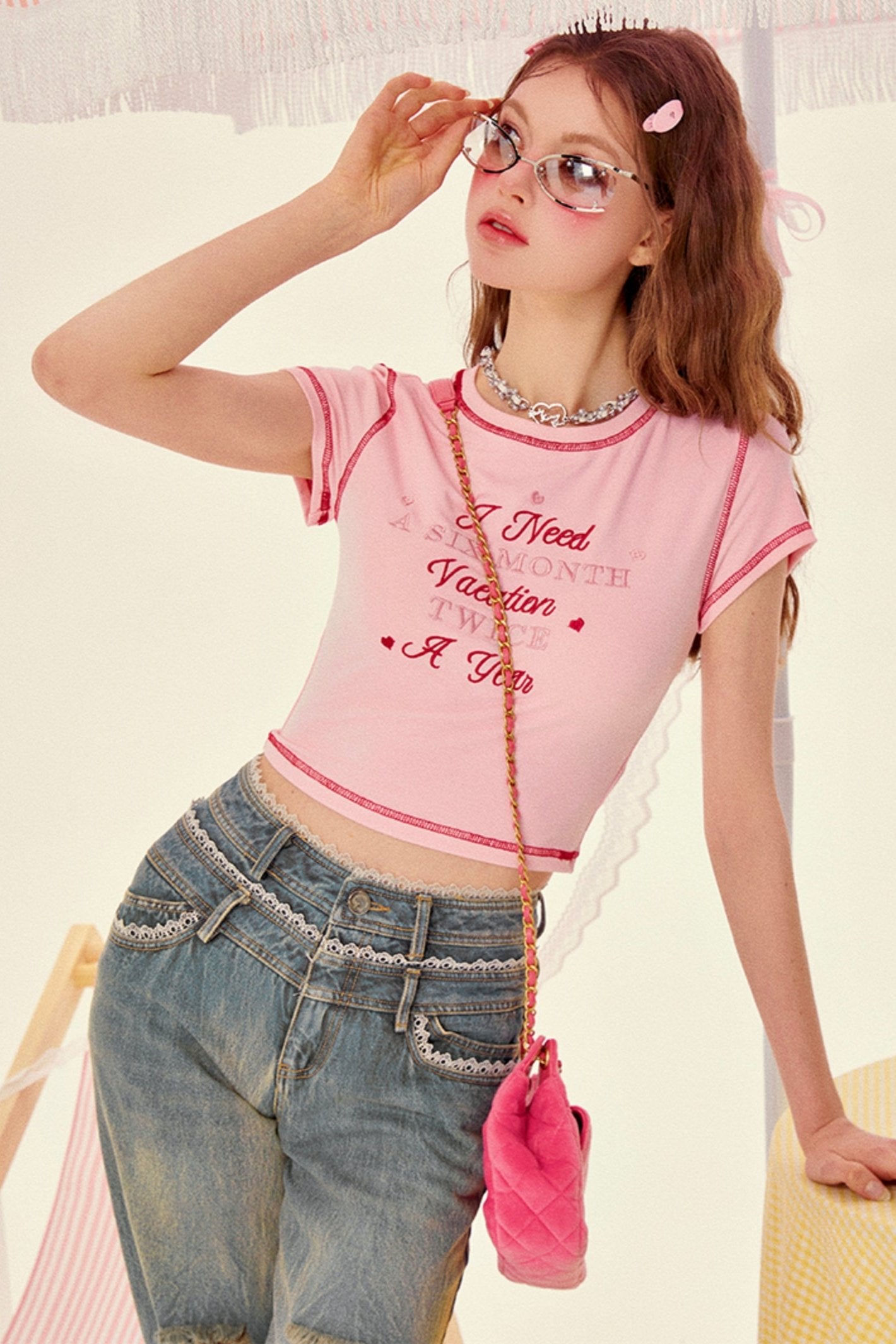 Sweet Peach Pin Cretet Top