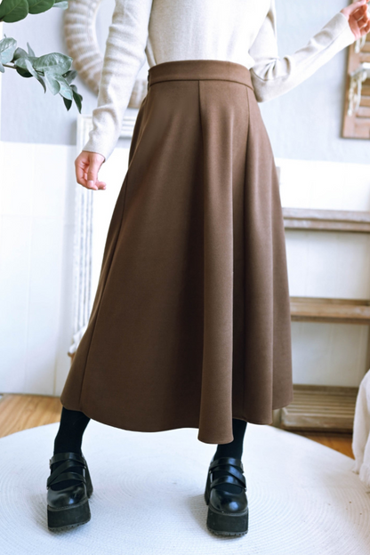 High Waist Tweed A-line Skirt