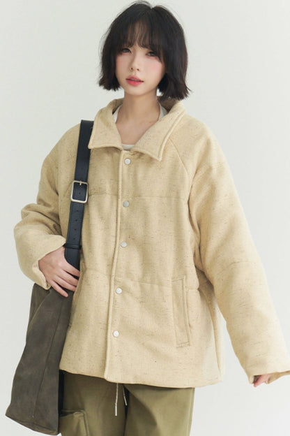 Lapel loose padded jacket