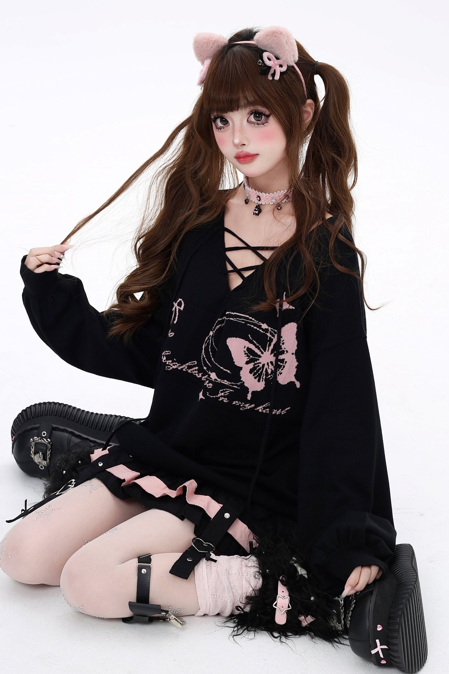 Sweet Cool V-neck Butterfly Loose Sweater