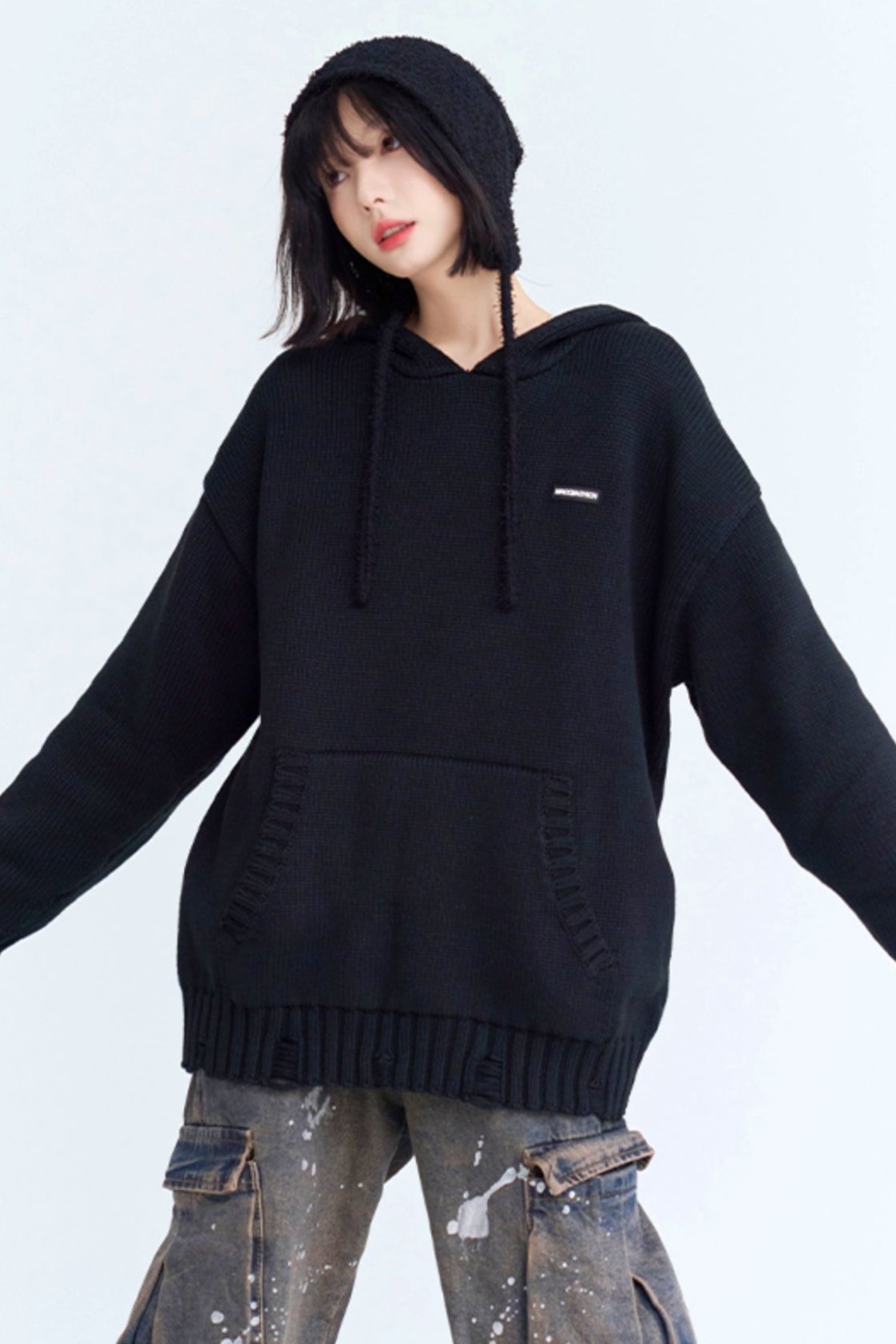 Kangaroo Pocket Lip De Hoodie Sweater