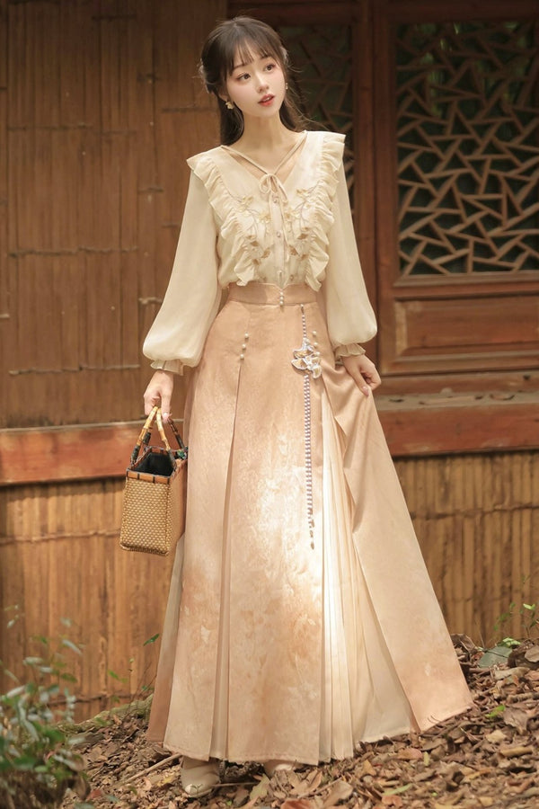 ラグジュアリーハンフースリープリーツスカートセット