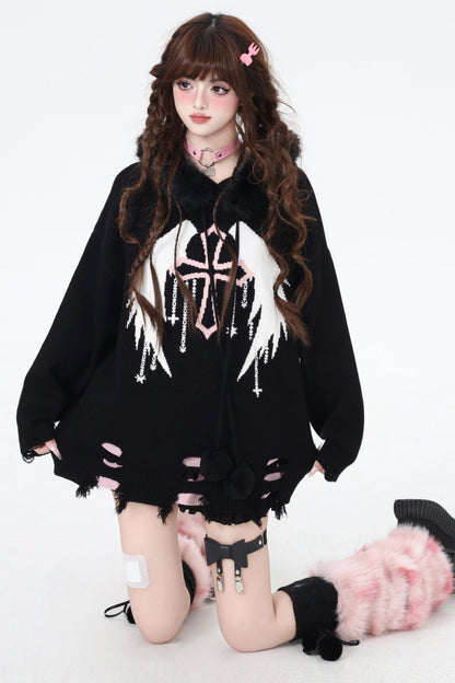 トワイライトレターファーカラーフーディー