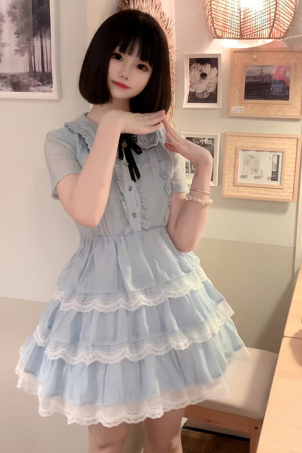 フライングスリーブピンクレースプリンセスドレス