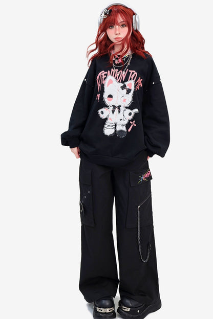 Cat Doll subculture Y2K middle length sweatshirts