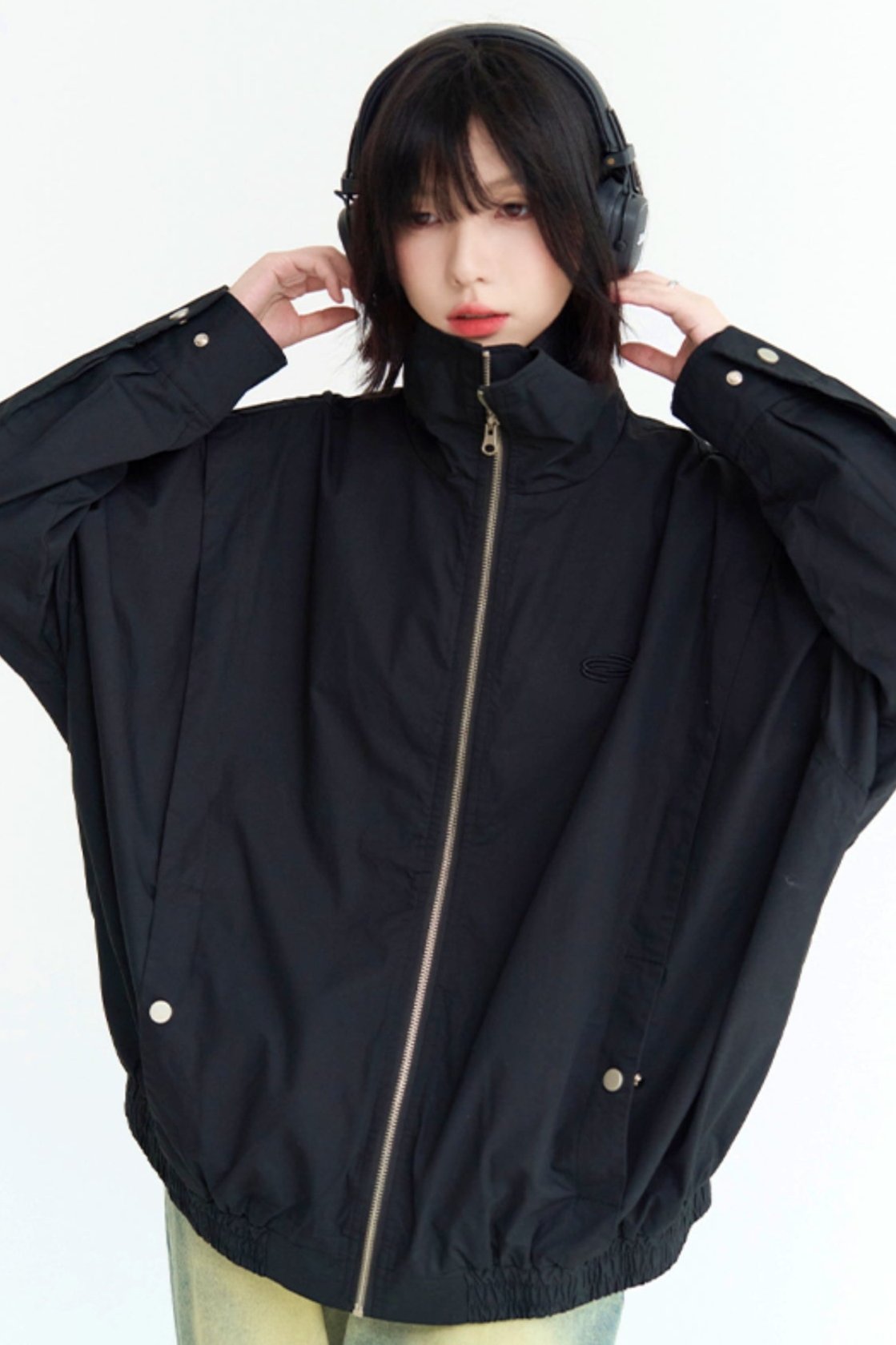 Stand color silhouette jacket