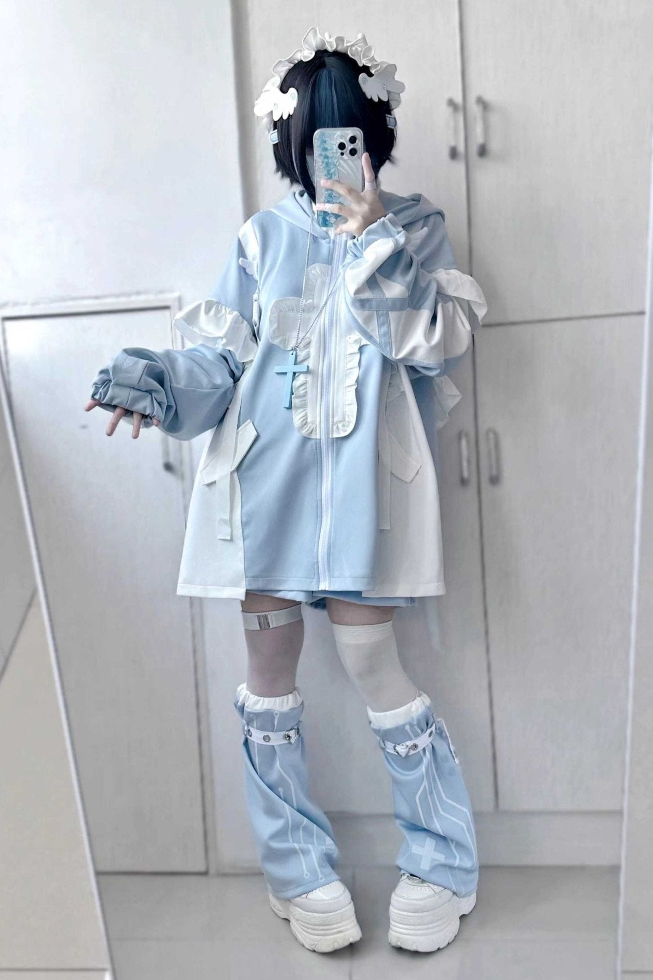 [Angel area👼] Loose Frill Stand-Up Collar Jacket