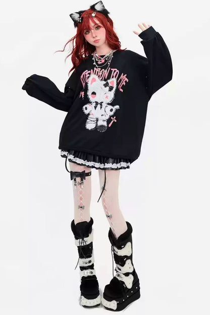 Cat Doll subculture Y2K middle length sweatshirts