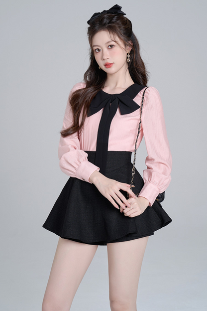 Sweet pink long sleeve shirt set