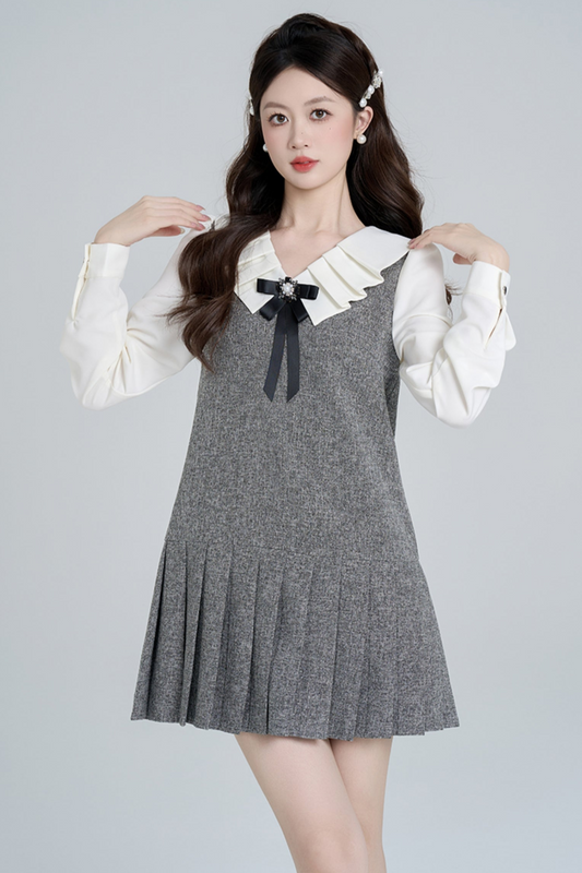 Gray Scaling Pleated Dress