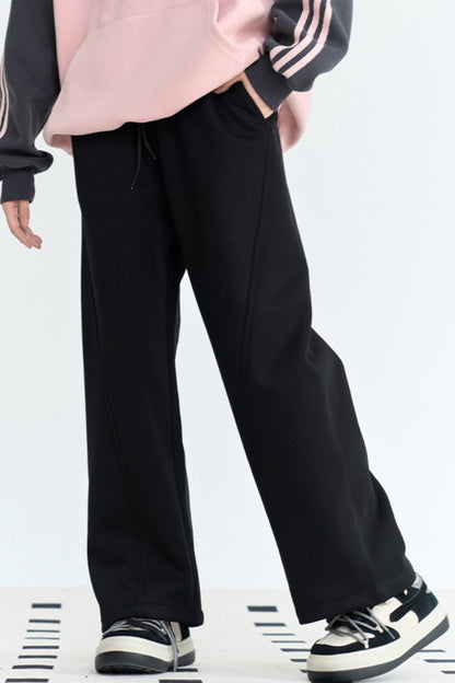 Solid Color Straight Leg Sweat Pants