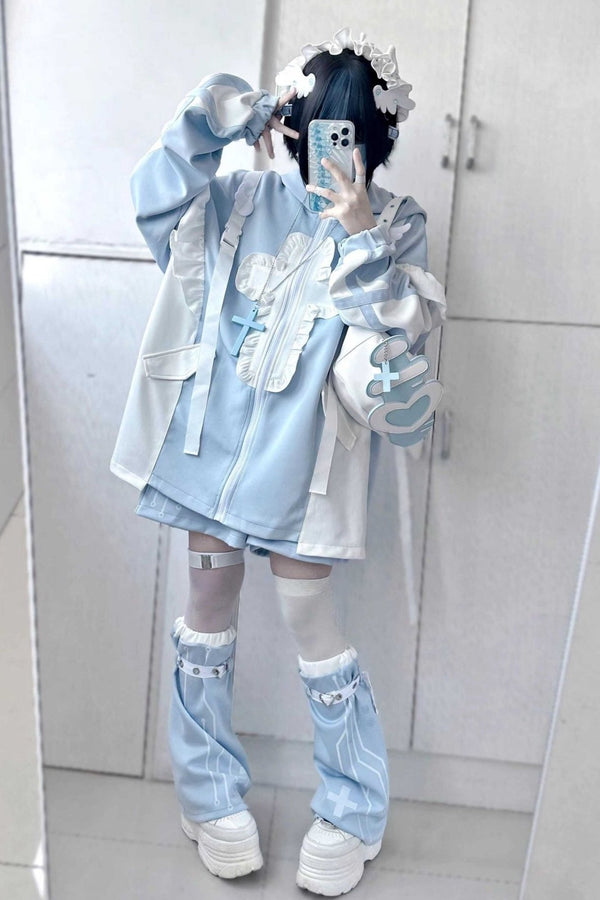 【天使界隈👼】ルーズフリルスタンドカラージャケット