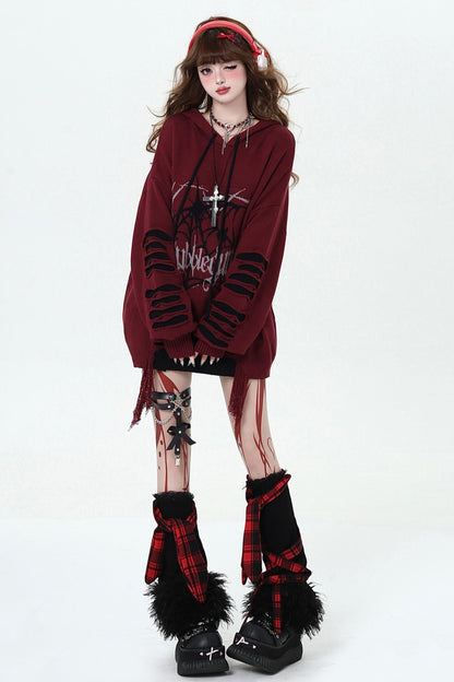 Dark Subculture Ripped Hooded Sweater