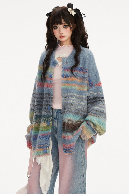 Gradient Stripe Loice Knit Cardigan