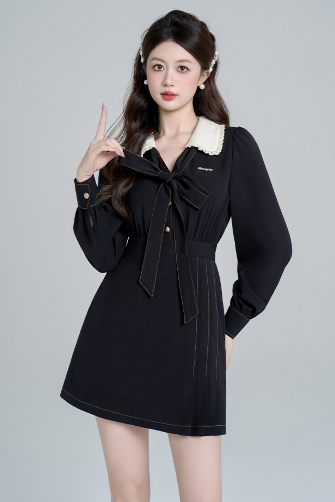 Temperamentary Black Doll Color Dress