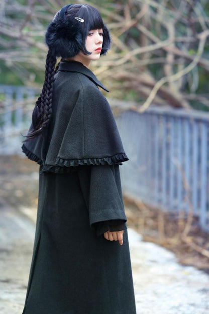 Black Snake Pattern Cape Coat Set