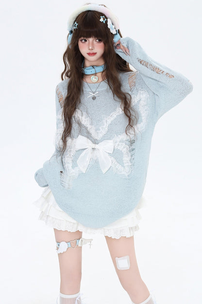 Off-Shoulder Check Bow Girls Sweatshirts