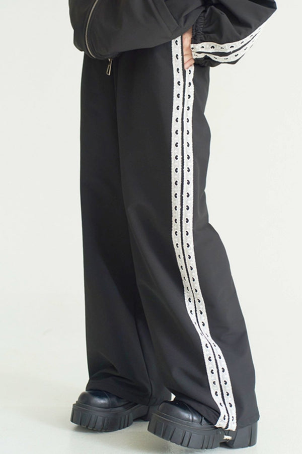 レースベルトスタンドカラースポーツウェアセットアップ