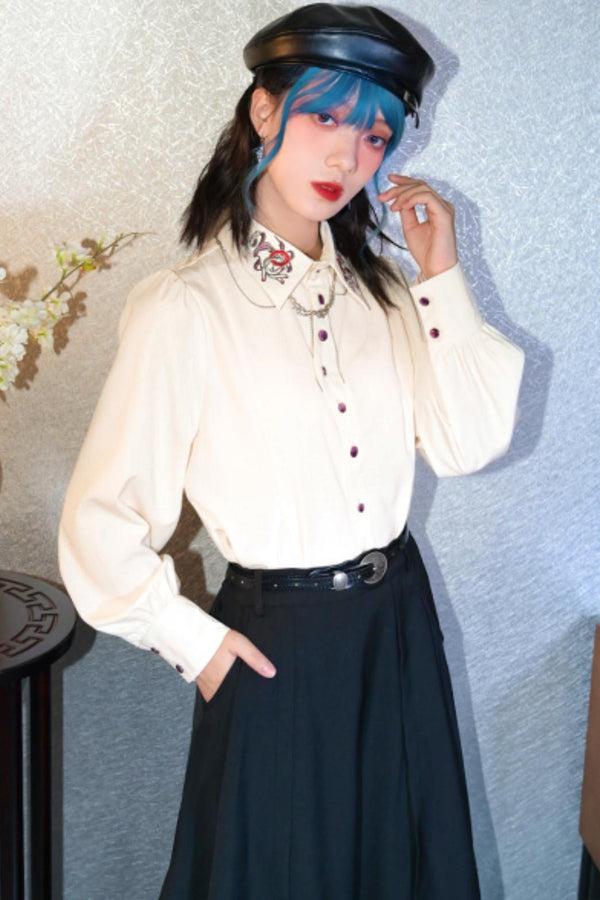 バルーンスリーブホワイトシャツ