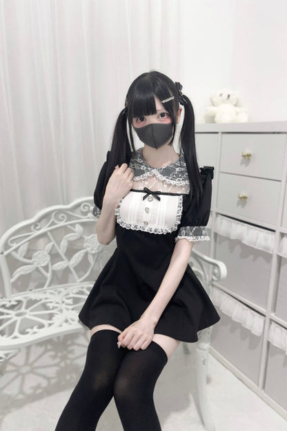 [Reservation product] Lace Stitching Doll Collar Dress