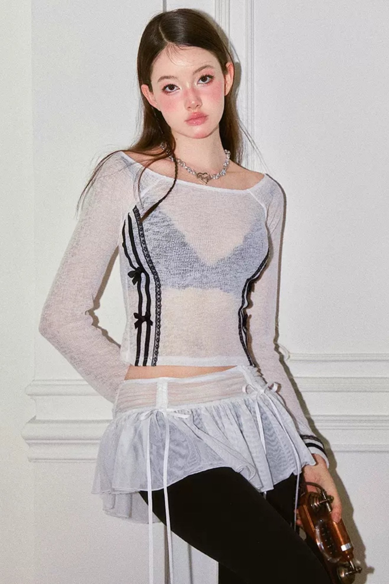 Sheer Hempnit Ballet Crop Top