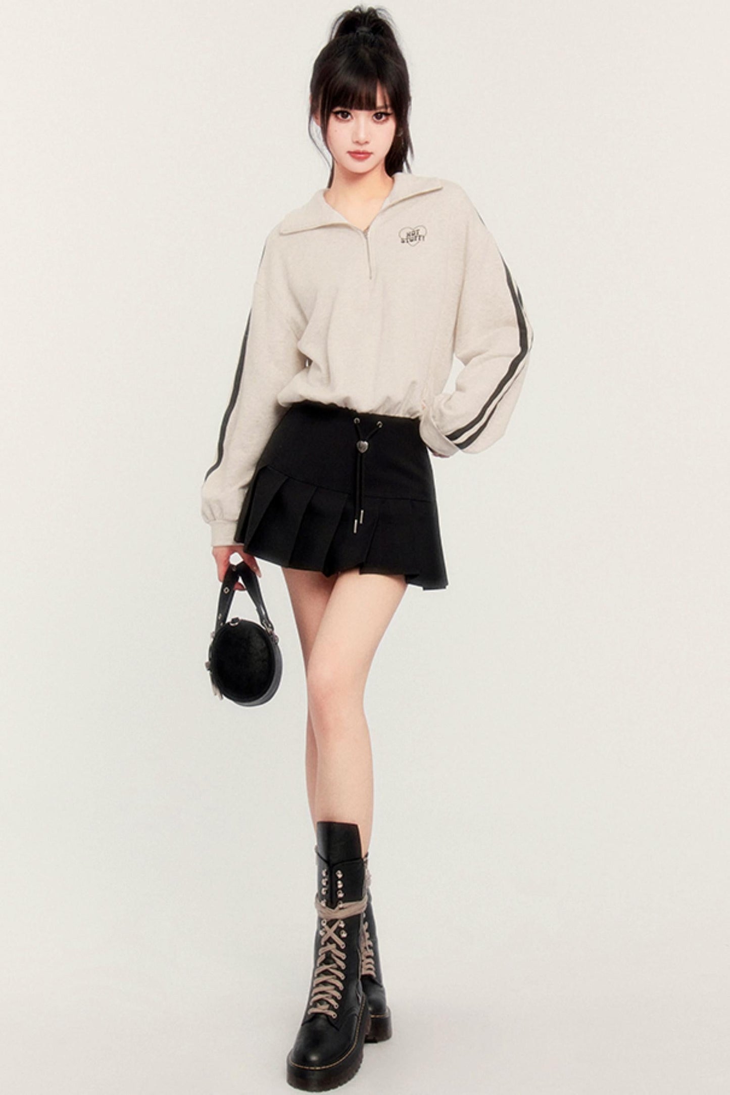 カジュアルツーピースプリーツドレス