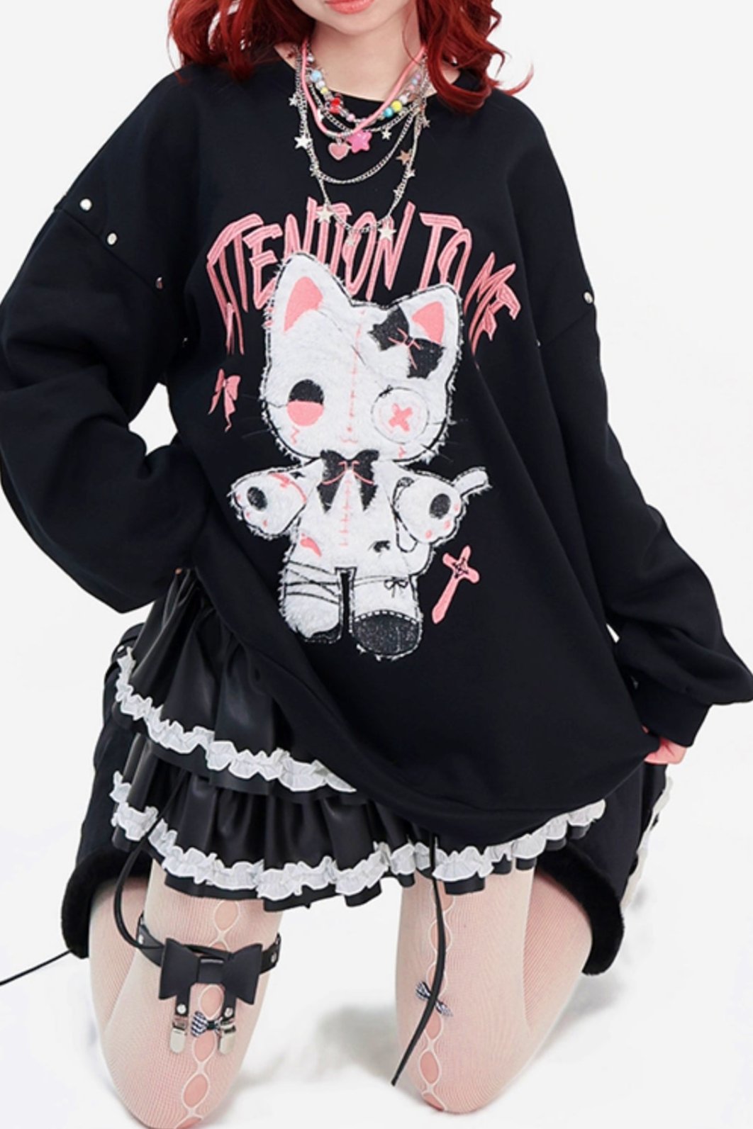 Cat Doll subculture Y2K middle length sweatshirts