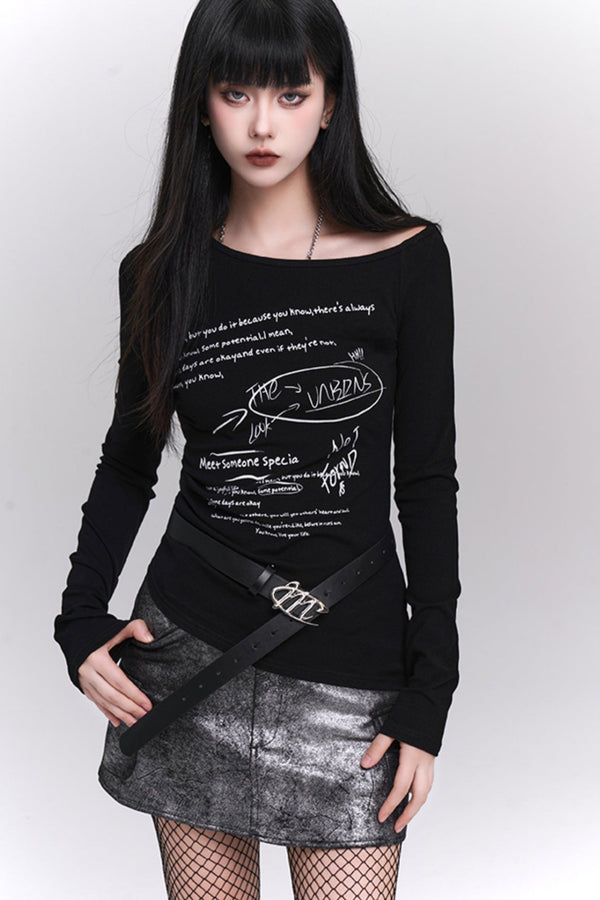 Chic One-Shoulder Long Sleeve Tops