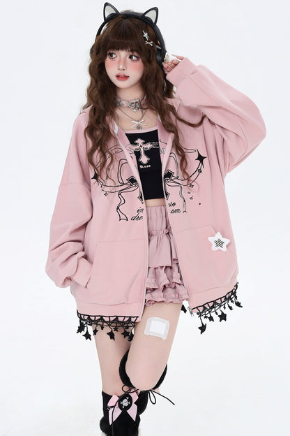 Sweet Star Pendant Hoodie Jacket