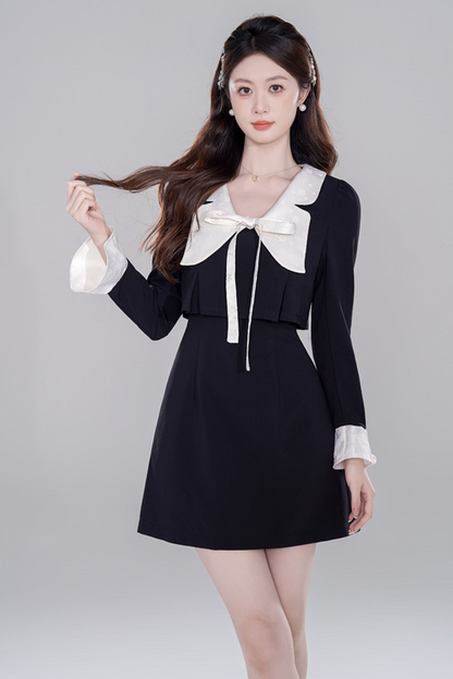 Black neck Rich Dotter Dress