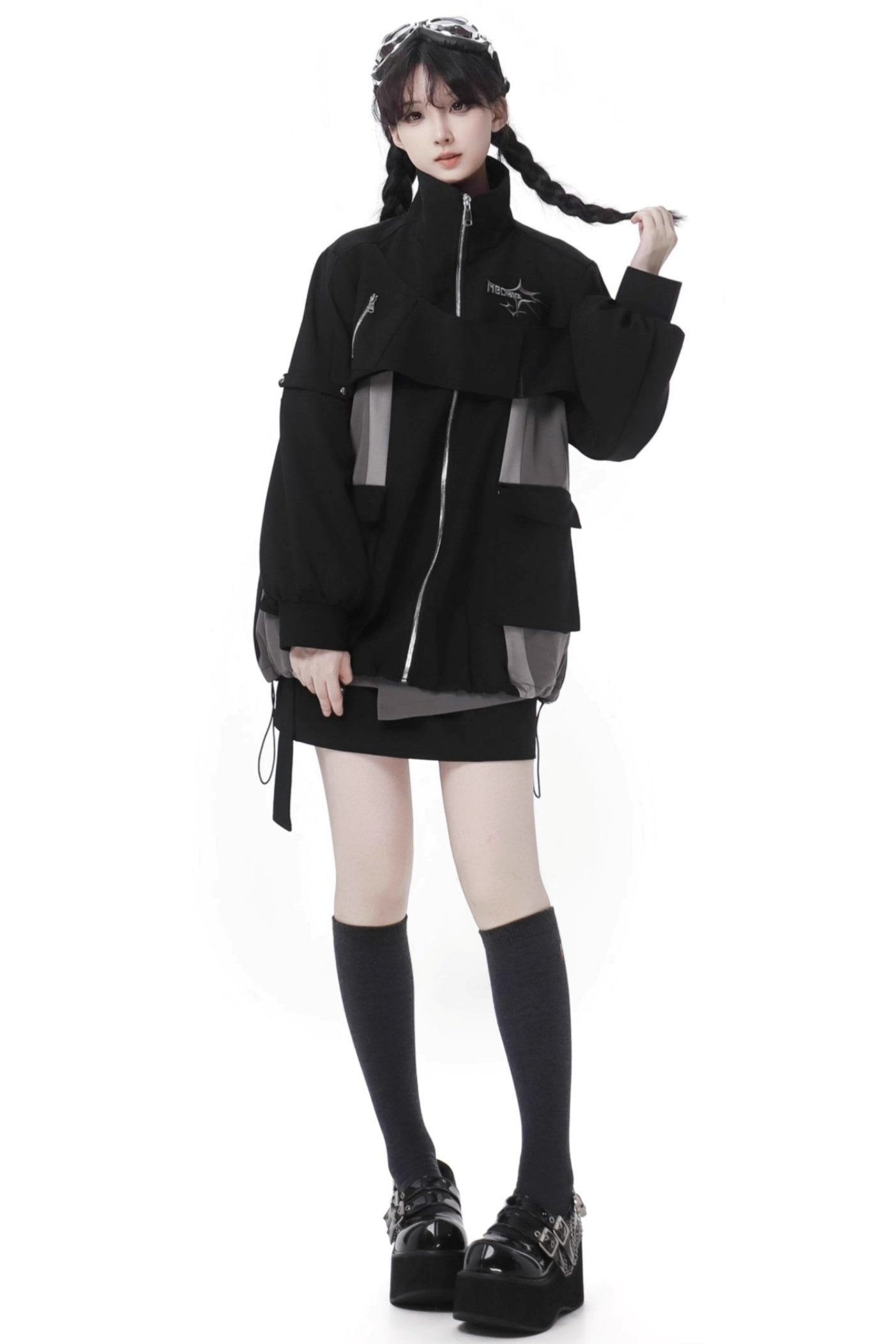 Black Cargo Anti Wrinkle Jacket Set