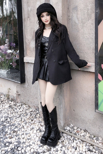 Loose Black Punk Stud Blazer