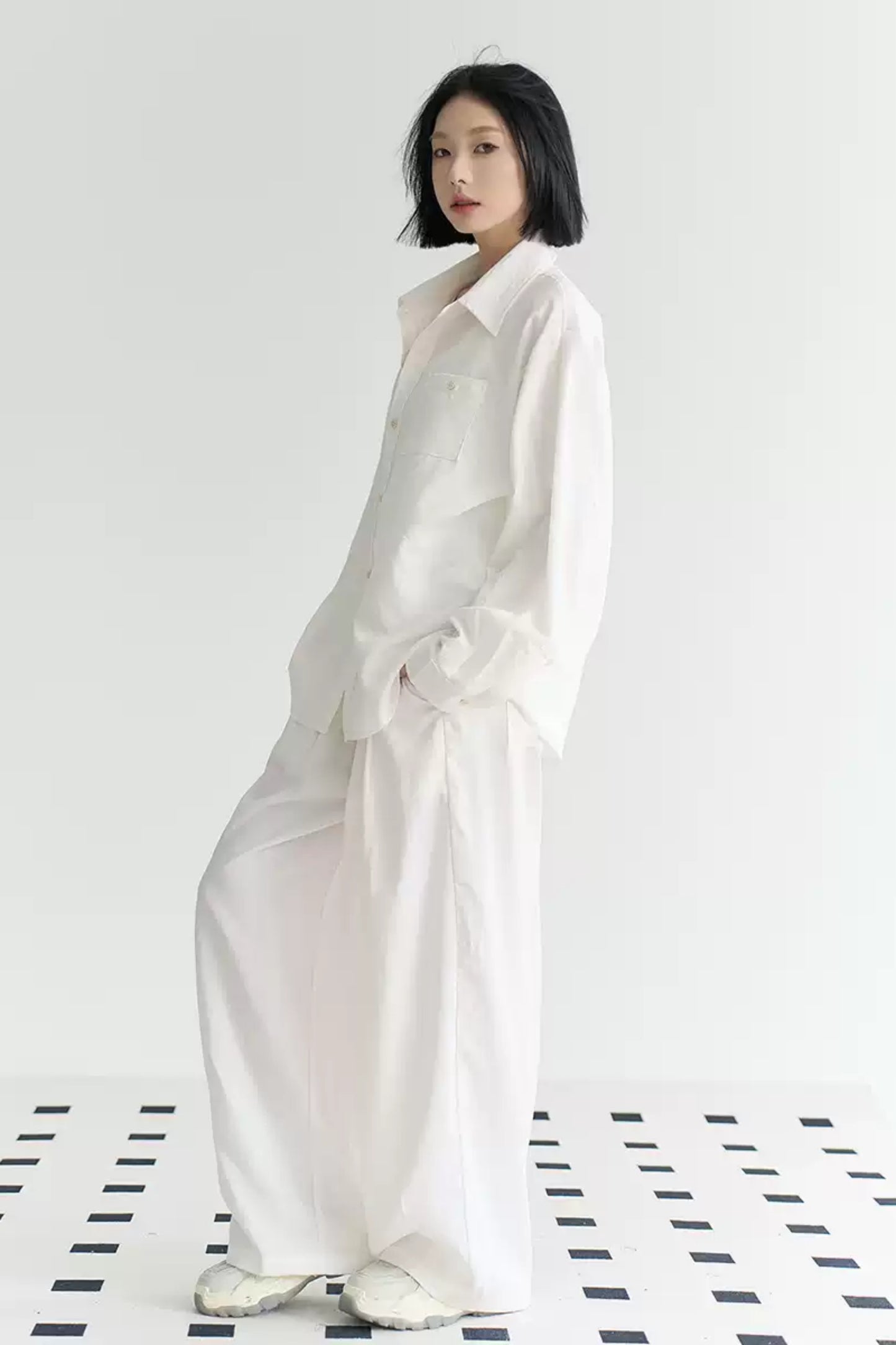 Cotton Linen Long Sleeve Shirt Trousers Set-Up