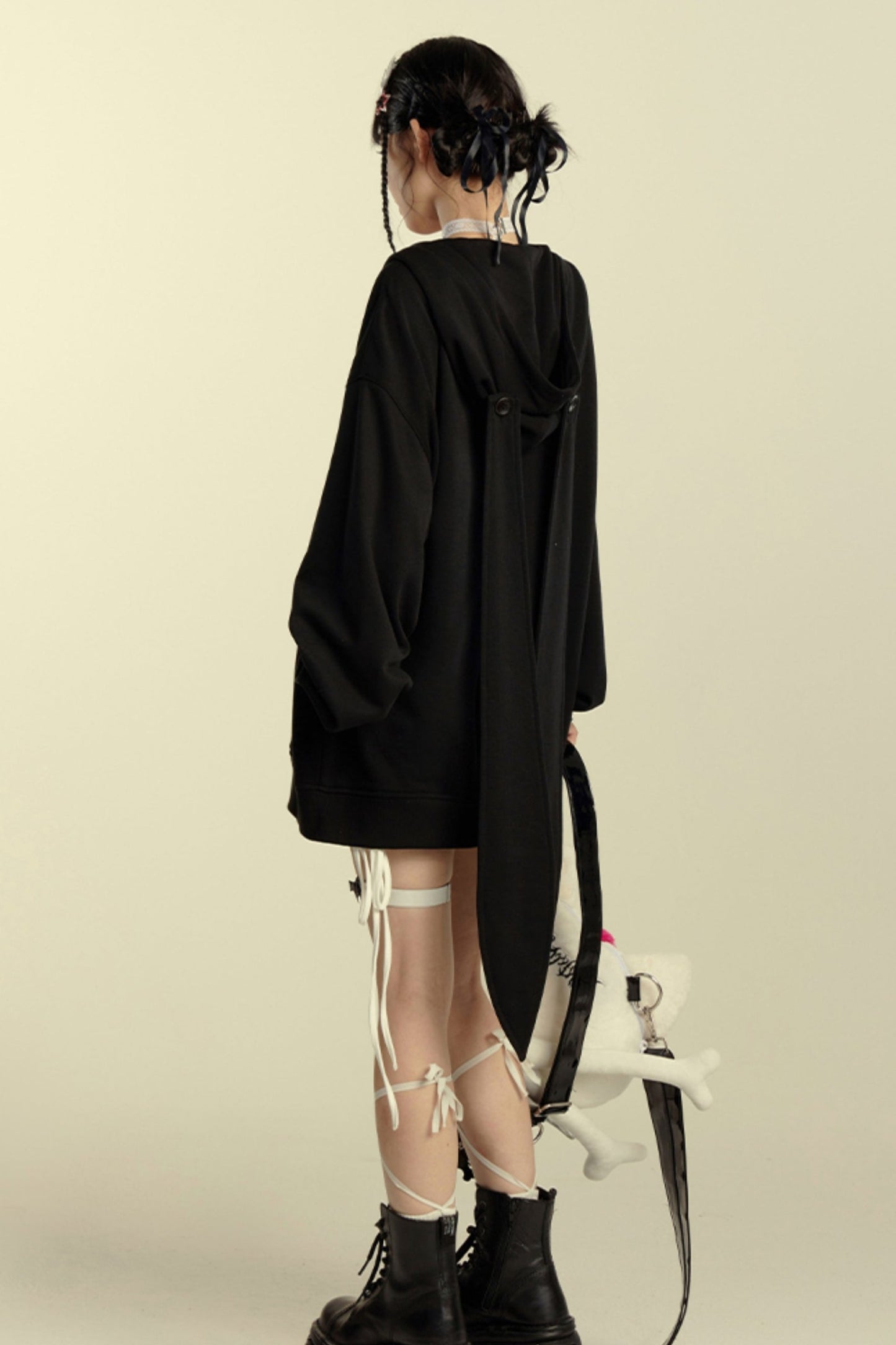 Rabbit Ears Loose Hooded Cardigan Jacket