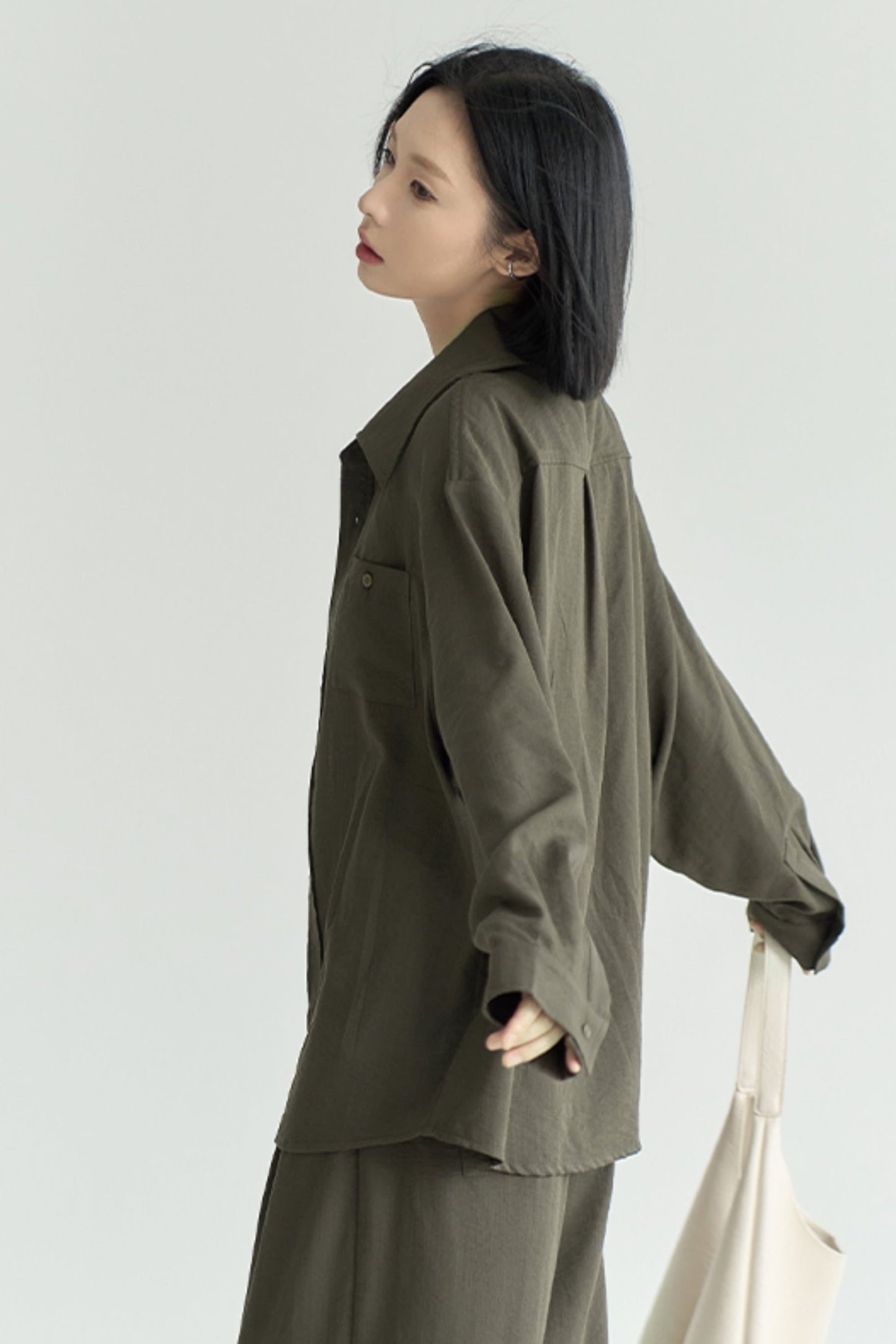 Cotton Linen Long Sleeve Shirt Trousers Set-Up