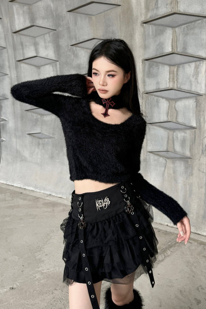 Punk Wool Knit Slim Long Sleeve Top