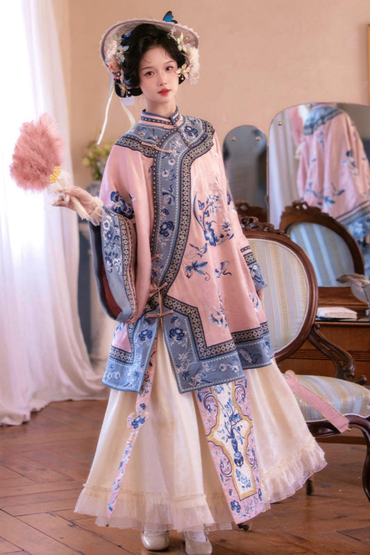 Elegant Embroidered Top Jacquard Skirt Set Up