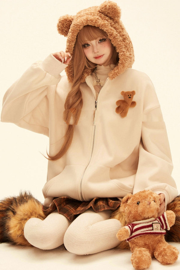 ベアフーデッドジッパージャケット