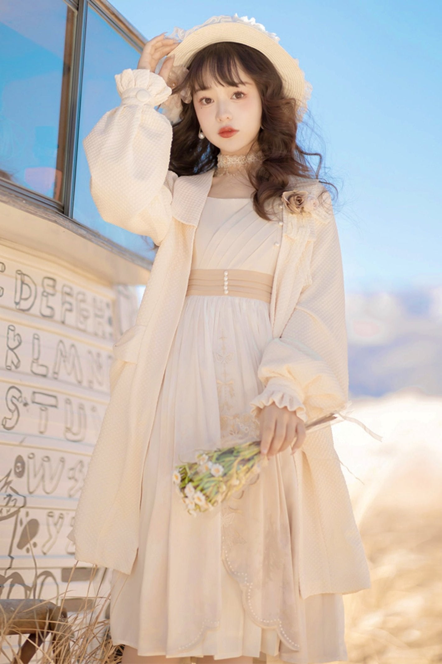 Sweet retro jacket + frill suspender dress