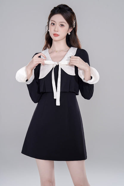 Black neck Rich Dotter Dress