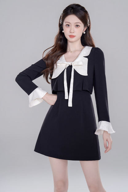 Black neck Rich Dotter Dress