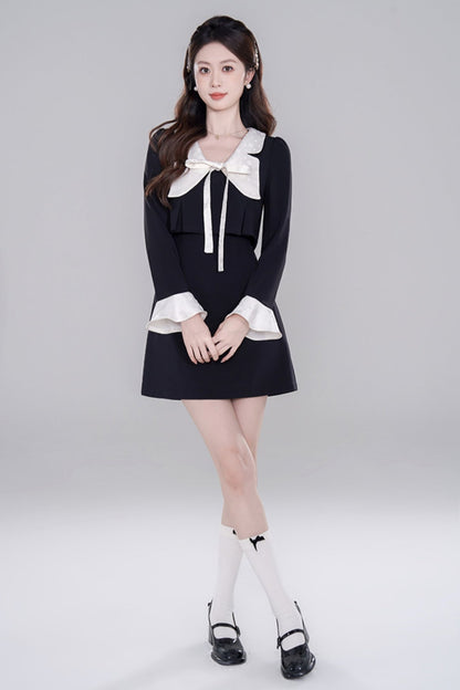 Black neck Rich Dotter Dress