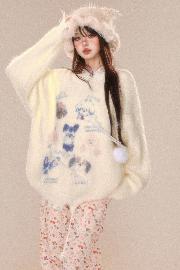Soft Milky Fur Animal Design Knit