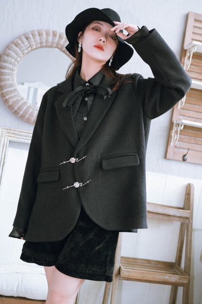 Black Tweed North Style Suit Jacket