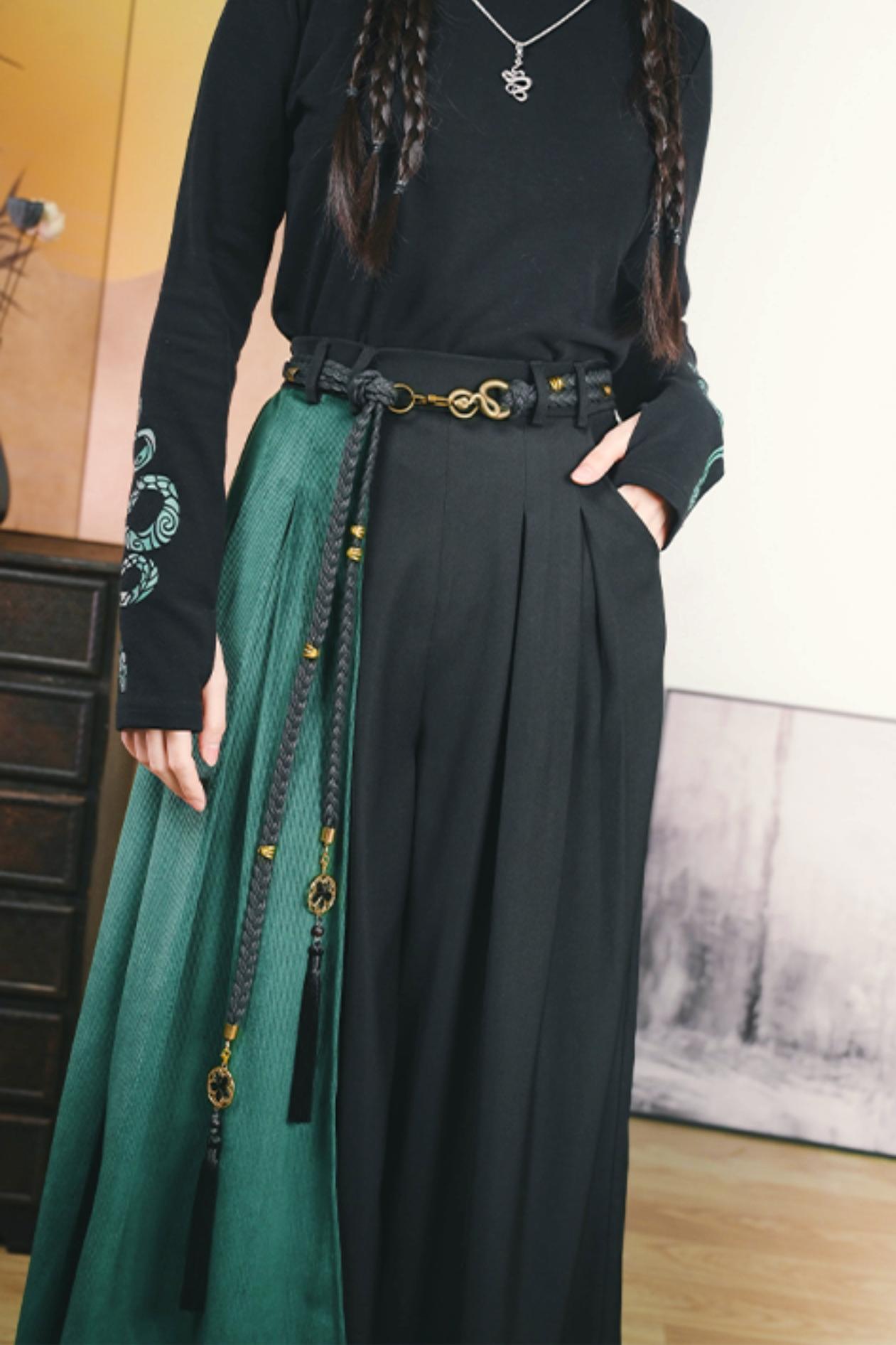 Chinese Style Wide Stitch Pants