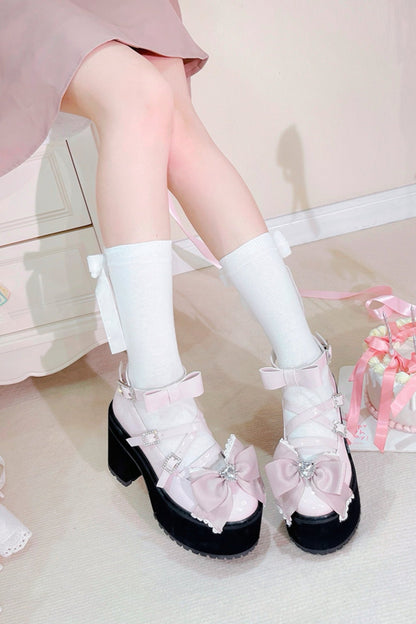 Japanese Block Hide Platform Shoes