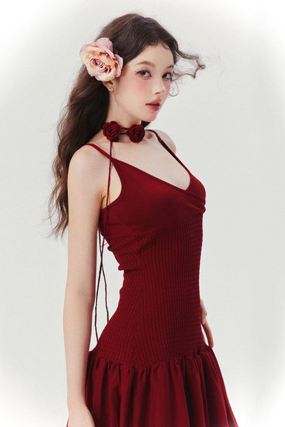 French Red V Nex Lip Dress